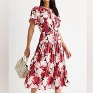 Liz Claiborne Dusty Cedar Midi Dress with Short Sleeves NWT Size Small